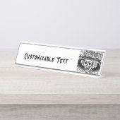 ヴィンテージフローラスカルハロウィーン デスクネームプレート (正面)