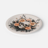 ヴィンテージフローラスカルハロウィーン ペーパープレート (アングル)