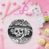 ヴィンテージフローラスカルハロウィーン ペーパープレート (パーティー)