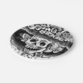 ヴィンテージフローラスカルハロウィーン ペーパープレート (アングル)