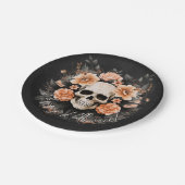 ヴィンテージフローラスカルハロウィーン ペーパープレート (アングル)