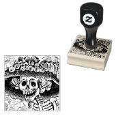 ヴィンテージフローラスカルハロウィーン ラバースタンプ (押印)