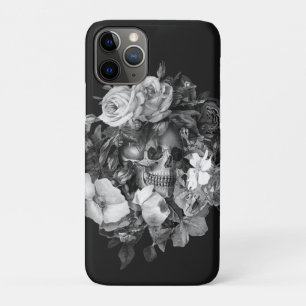 ヴィンテージフローラスカル白黒カスタマイズ可能 iPhone 11 PROケース