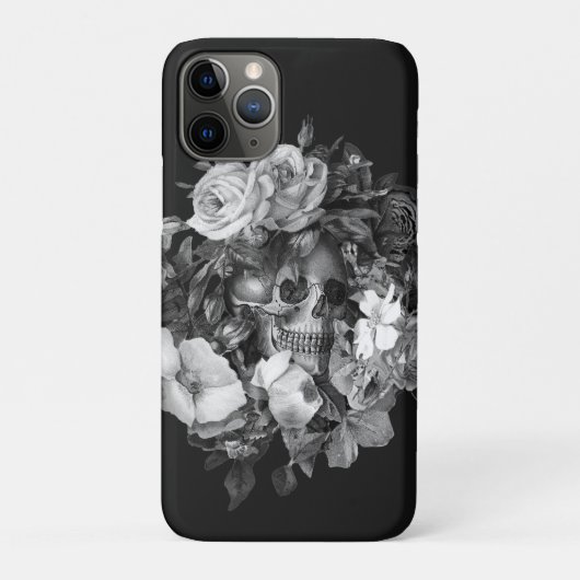 ヴィンテージフローラスカル白黒カスタマイズ可能 Case-Mate iPhoneケース (裏)