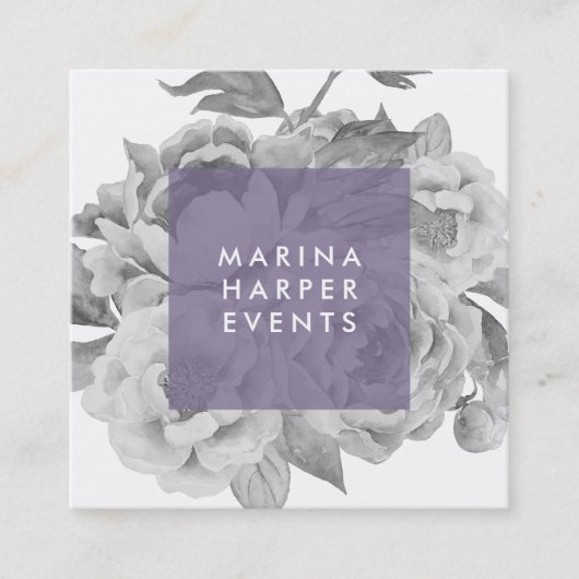 ヴィンテージフローラスクエア名刺 |薄紫 スクエア名刺 (正面)