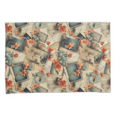 ヴィンテージフローラスクラップブックパターン 枕カバー (正面右)