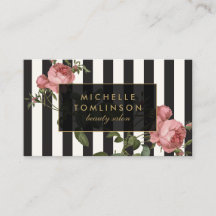 ヴィンテージフローラストライプのサロンブラックアンドアイボリー