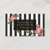 ヴィンテージフローラストライプのサロン名刺 名刺 (正面)