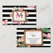 ヴィンテージフローラストライプメイクアップアーティスト美しいサロン 名刺 (正面/裏面)