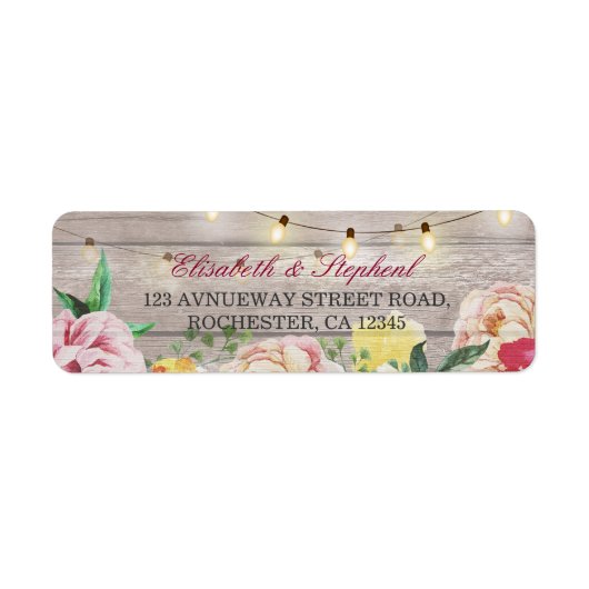 ヴィンテージフローラストリングラ素朴イトウッド結婚ズ ラベル (正面)