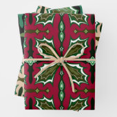 ヴィンテージフローラスペインのクリスマスリーフオーナメント ラッピングペーパーシート (インサイチュ)