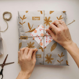 ヴィンテージフローラスモールビジネスロゴラッピング紙 薄葉紙