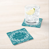 ヴィンテージフローラスワールアートオーナメントウェディングパーティー スクエアペーパーコースター (インサイチュ)