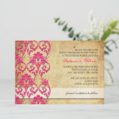 ヴィンテージフローラスワールホットピンク結婚式招待状 招待状 (スタンド正面)