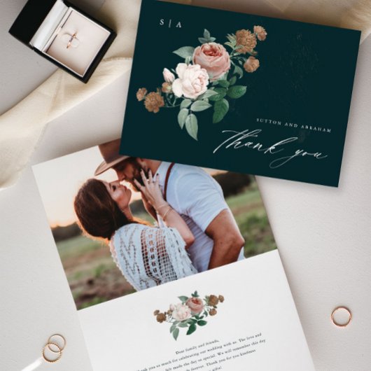 ヴィンテージフローラス結婚クリプトありがとう カード