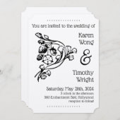 ヴィンテージフローラス結婚ストロベリー 招待状 (正面/裏面)