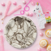 ヴィンテージフローラセピアパターン(10) ペーパープレート (パーティー)