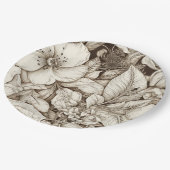 ヴィンテージフローラセピアパターン(10) ペーパープレート (アングル)