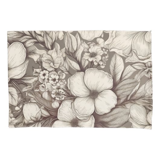 ヴィンテージフローラセピアパターン(10) 枕カバー (正面左)