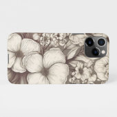 ヴィンテージフローラセピアパターン(10) iPhoneケース (裏面横)