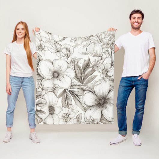 ヴィンテージフローラセピアパターン(11) フリースブランケット (インサイチュ)