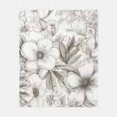 ヴィンテージフローラセピアパターン(11) フリースブランケット (正面)