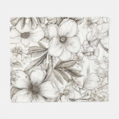 ヴィンテージフローラセピアパターン(11) フリースブランケット (正面(横))