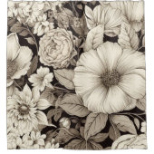 ヴィンテージフローラセピアパターン(12) シャワーカーテン (正面)