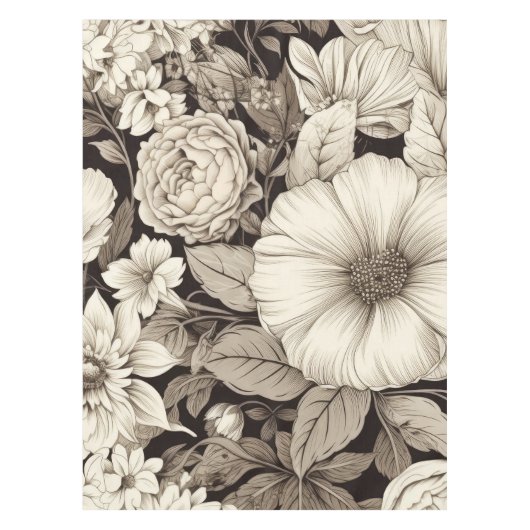 ヴィンテージフローラセピアパターン(12) テーブルクロス (正面)