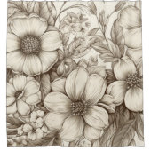 ヴィンテージフローラセピアパターン(13) シャワーカーテン (正面)