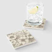 ヴィンテージフローラセピアパターン(13) ストーンコースター (横)