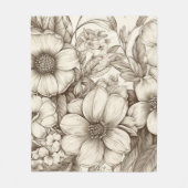 ヴィンテージフローラセピアパターン(13) フリースブランケット (正面)