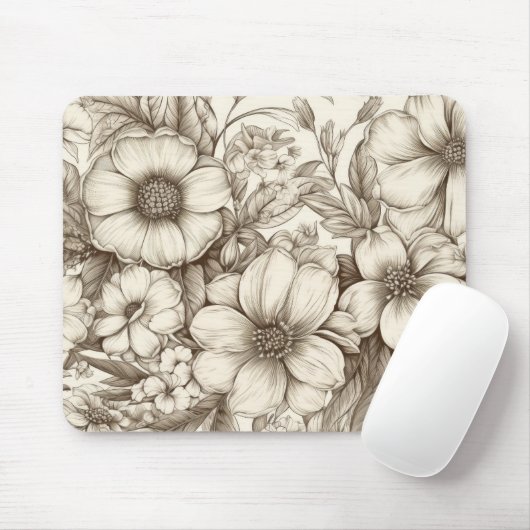 ヴィンテージフローラセピアパターン(13) マウスパッド (マウス)