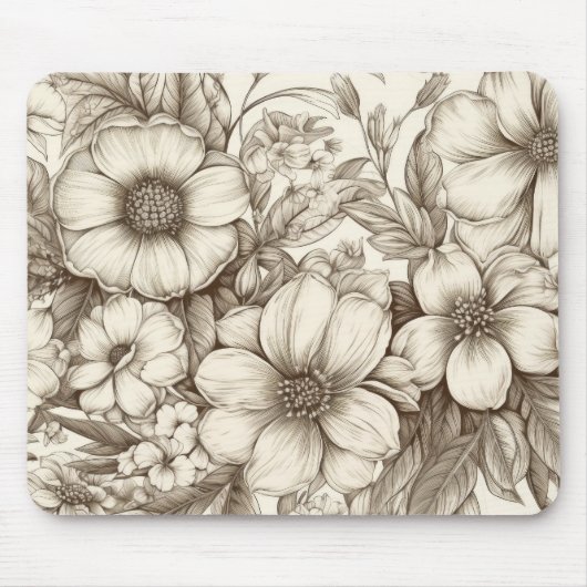 ヴィンテージフローラセピアパターン(13) マウスパッド (正面)