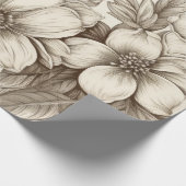 ヴィンテージフローラセピアパターン(13) ラッピングペーパー (角)