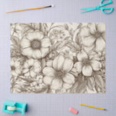 ヴィンテージフローラセピアパターン(13) 薄葉紙 (クラフト)