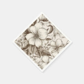 ヴィンテージフローラセピアパターン(14) スタンダードカクテルナプキン (角)