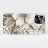 ヴィンテージフローラセピアパターン(14) iPhoneケース (裏面横)