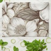 ヴィンテージフローラセピアパターン(15) キッチンタオル (折り畳み)