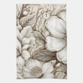 ヴィンテージフローラセピアパターン(15) キッチンタオル (縦)