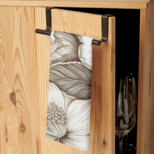 ヴィンテージフローラセピアパターン(15) キッチンタオル (三つ折り)