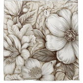 ヴィンテージフローラセピアパターン(15) シャワーカーテン (正面)