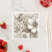 ヴィンテージフローラセピアパターン(15) スタンダードカクテルナプキン (インサイチュ)