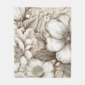 ヴィンテージフローラセピアパターン(15) フリースブランケット (正面)