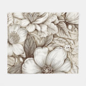 ヴィンテージフローラセピアパターン(15) フリースブランケット (正面(横))