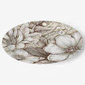 ヴィンテージフローラセピアパターン(15) ペーパープレート (アングル)