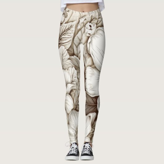 ヴィンテージフローラセピアパターン(15) レギンス (正面)