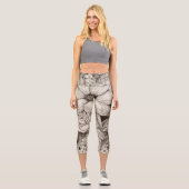 ヴィンテージフローラセピアパターン(1) カプリレギンス (正面)