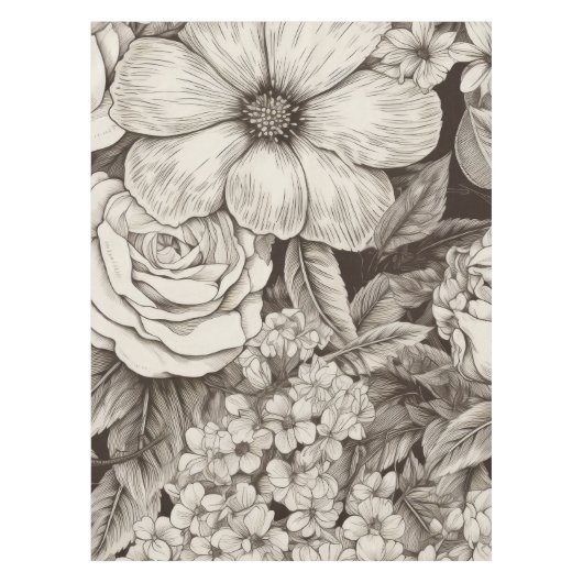 ヴィンテージフローラセピアパターン(1) テーブルクロス (正面)