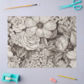 ヴィンテージフローラセピアパターン(1) 薄葉紙 (クラフト)